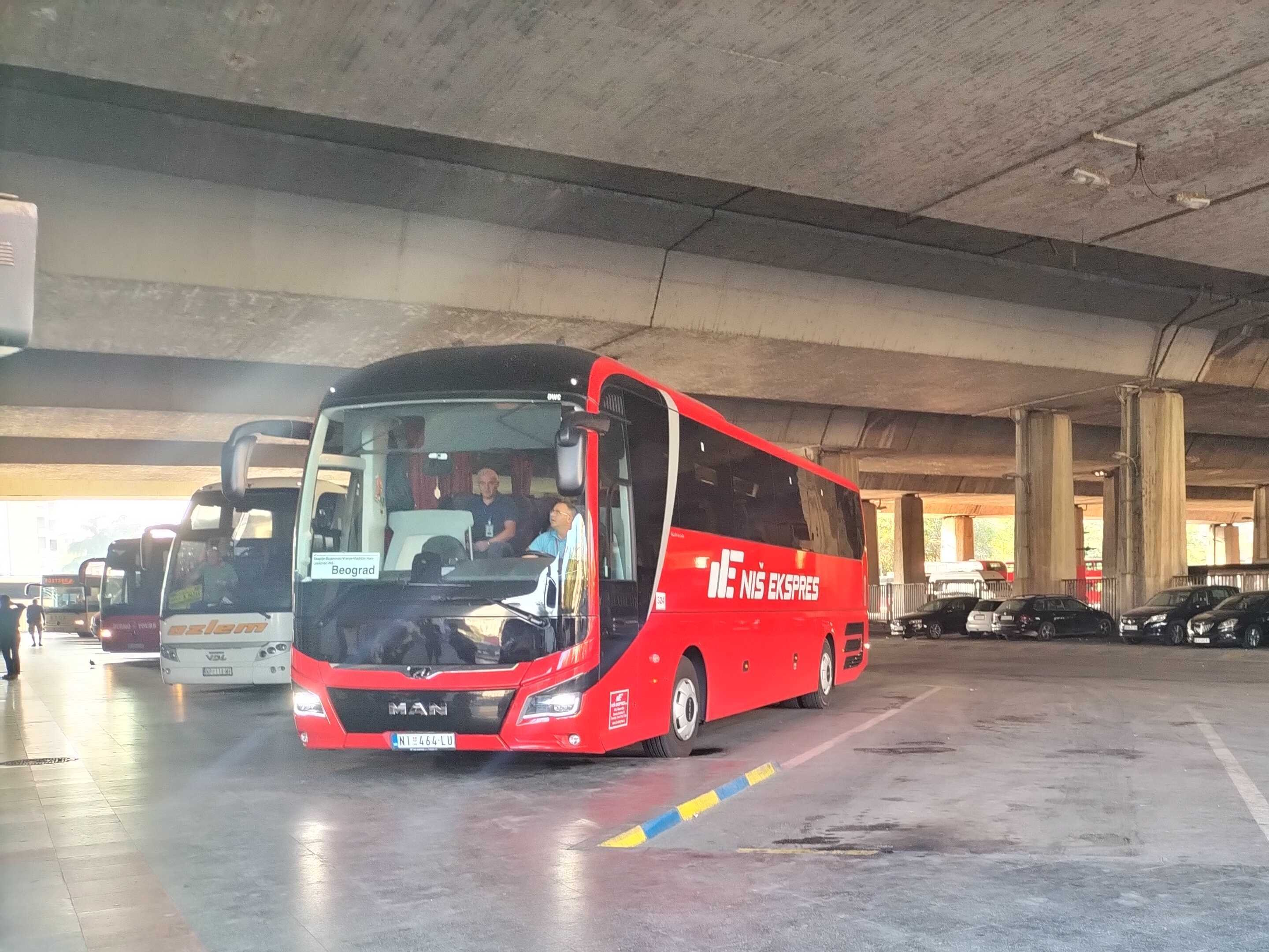Niš-ekspres Bus in Skopje Bus Station heading towards Belgrade, Serbia