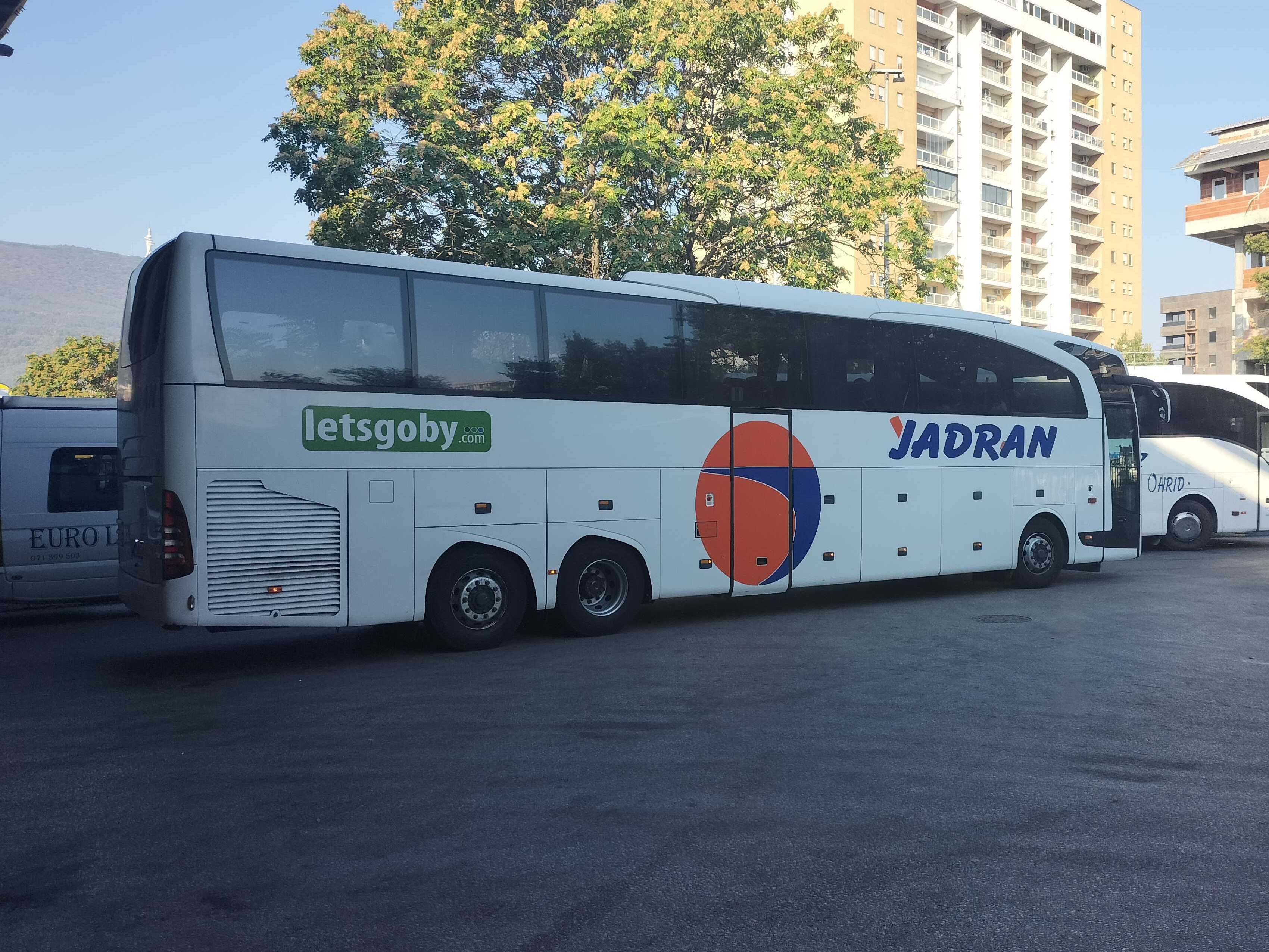 Bus Yadran with co-branding letsgoby in Skopje Bus Station