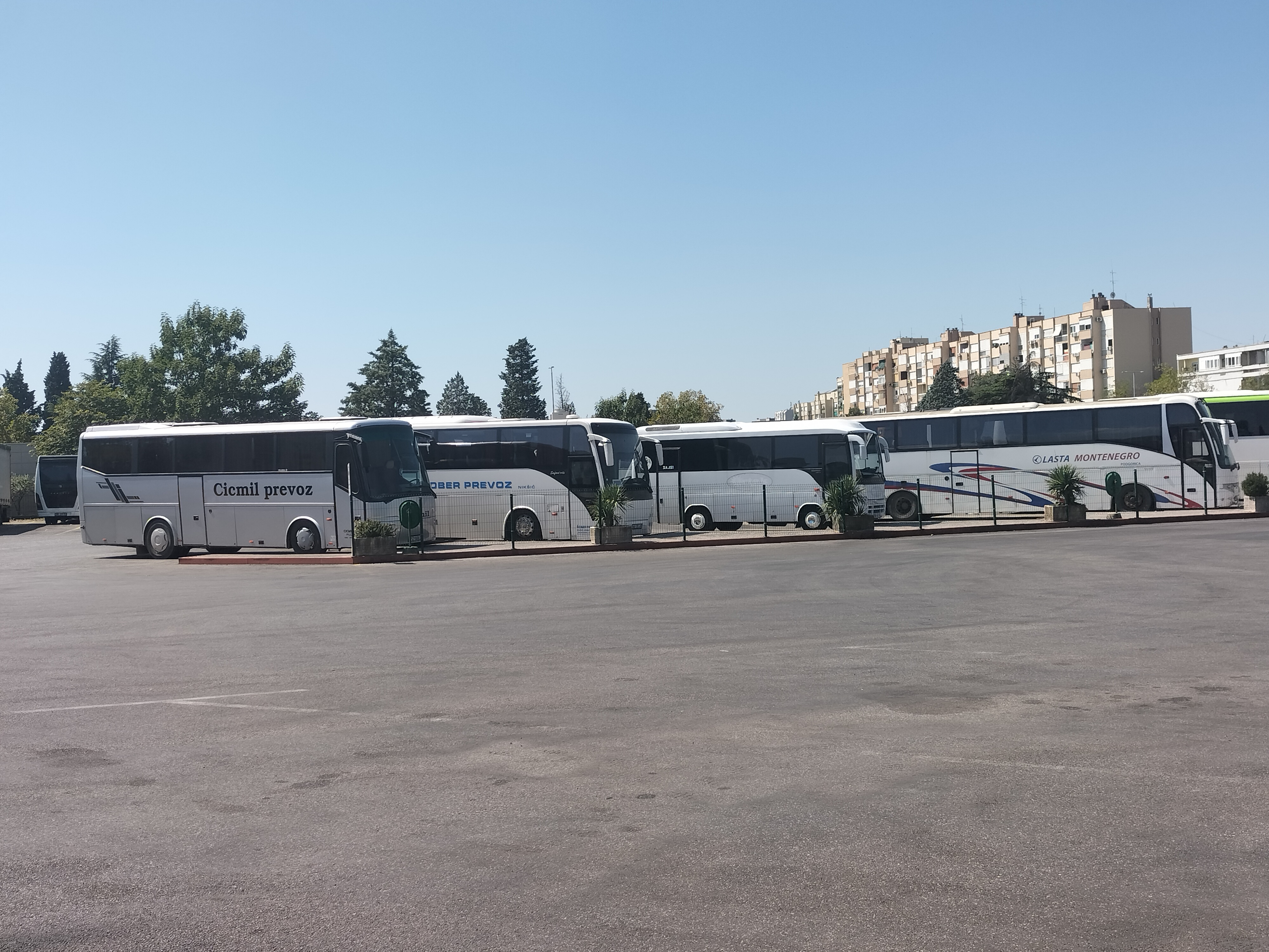 Busses waiting at Podgorica Bus Station