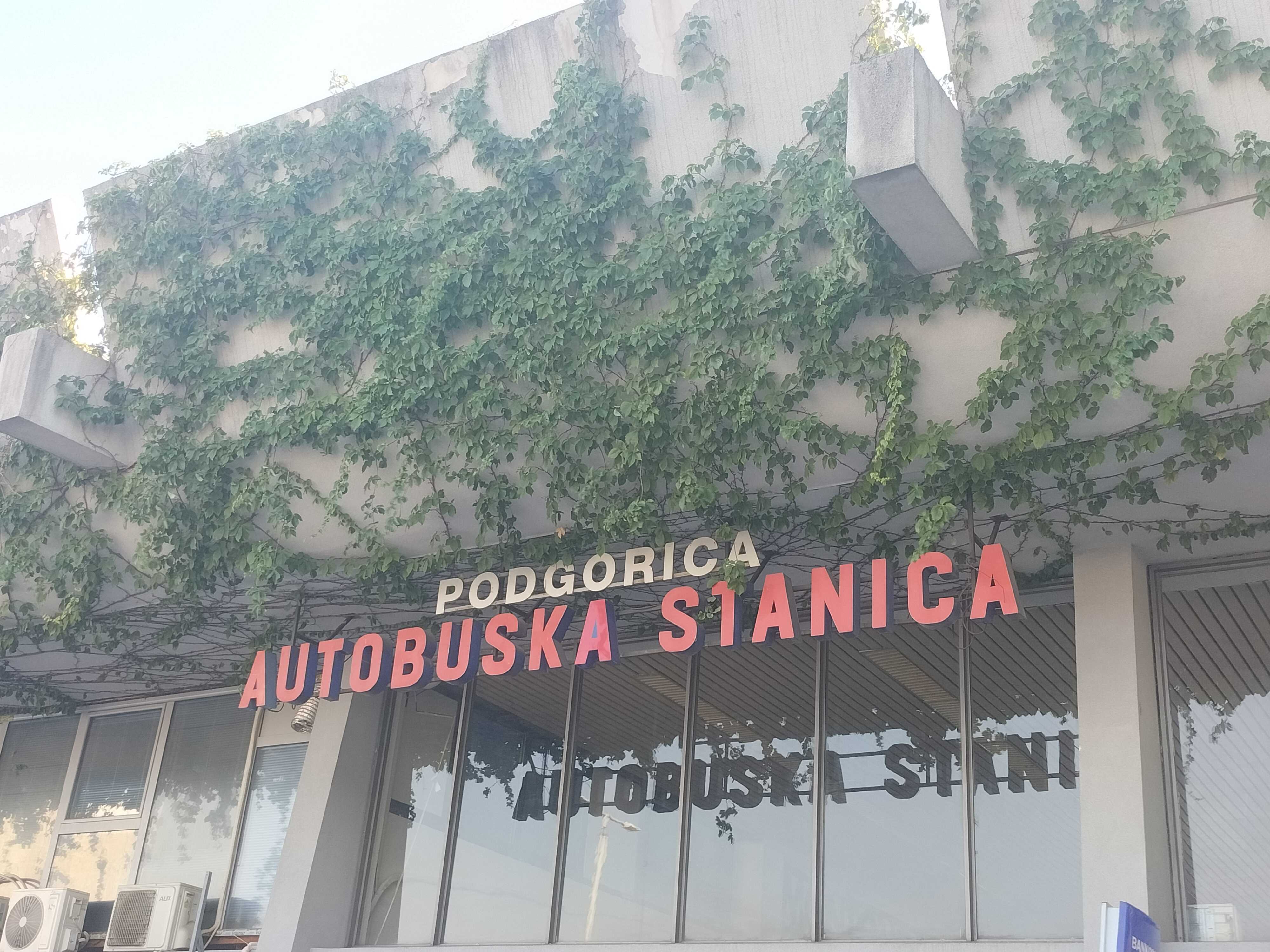 Autobuska Stanica - Letters at the Entrance of the Central Bus Station in Podgorica, Montenegro