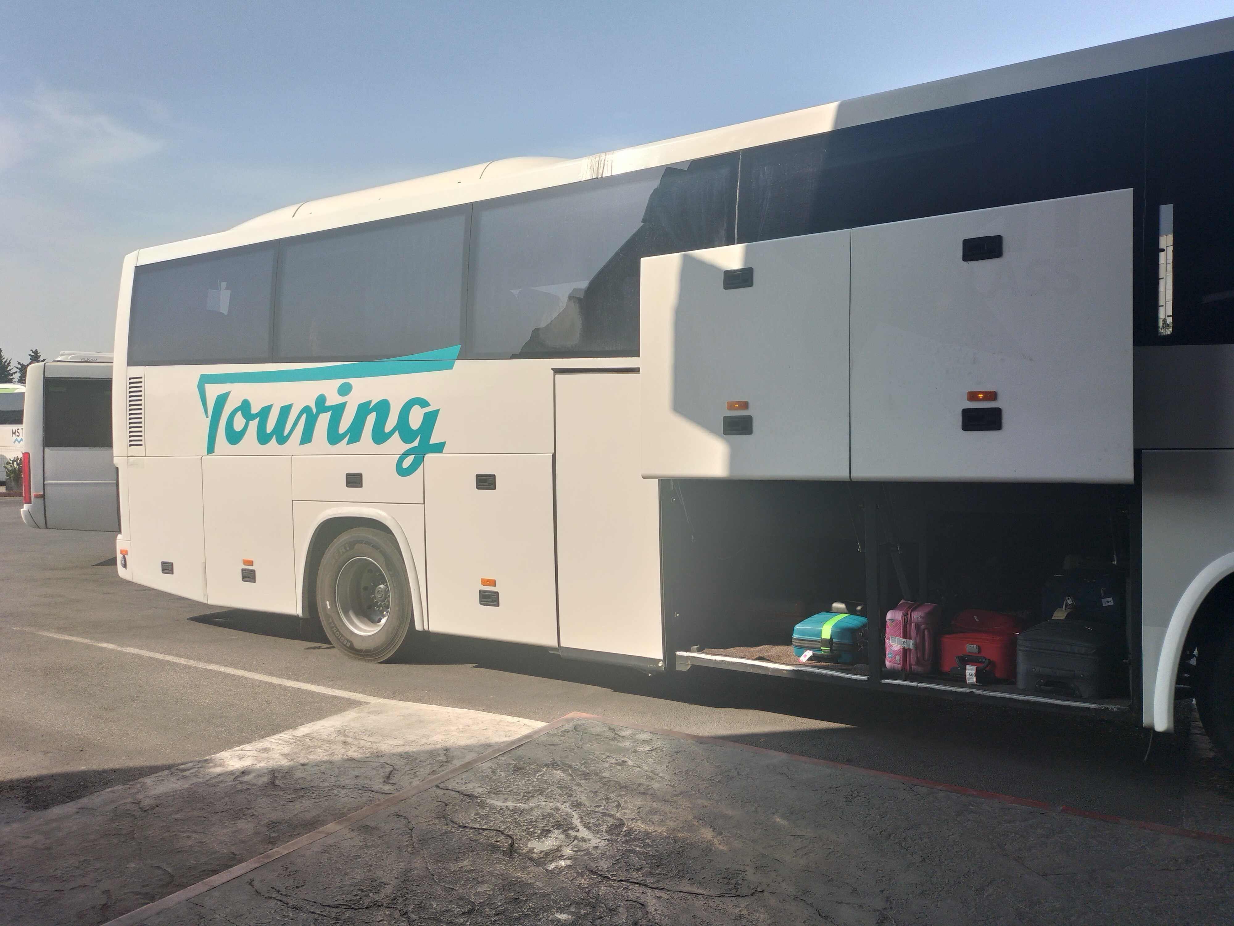 Bus Touring Kotor waiting for passengers to board in Podgorica Bus Station